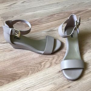 Nude Ankle Strap Wedges